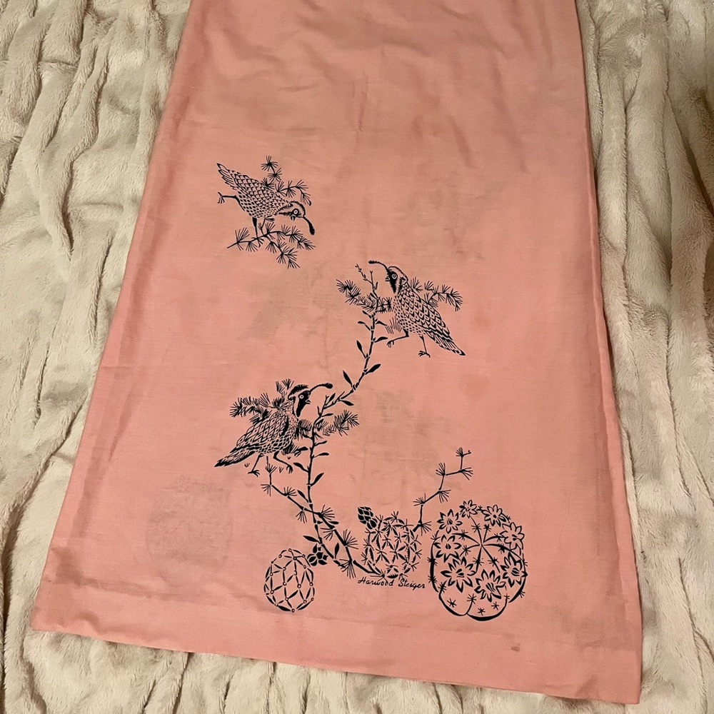 Vintage Harwood Steiger Silkscreen Desert Bird Print Skirt